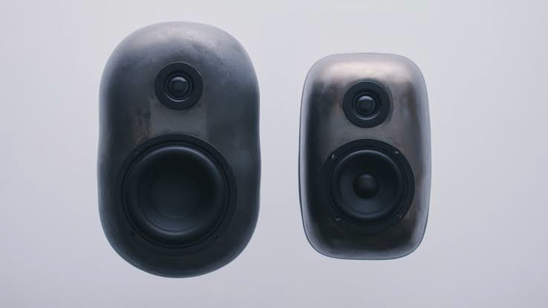 Pair of handcrafted cast speakers by MYCO AUDIO