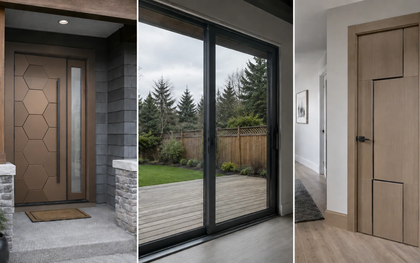 Entry door, patio sliding door, and interior door examples for Porten door replacement services