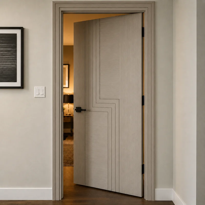 Interior door in a finished residential hallway.