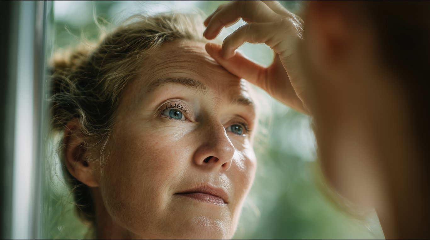 Woman examining signs of stress
