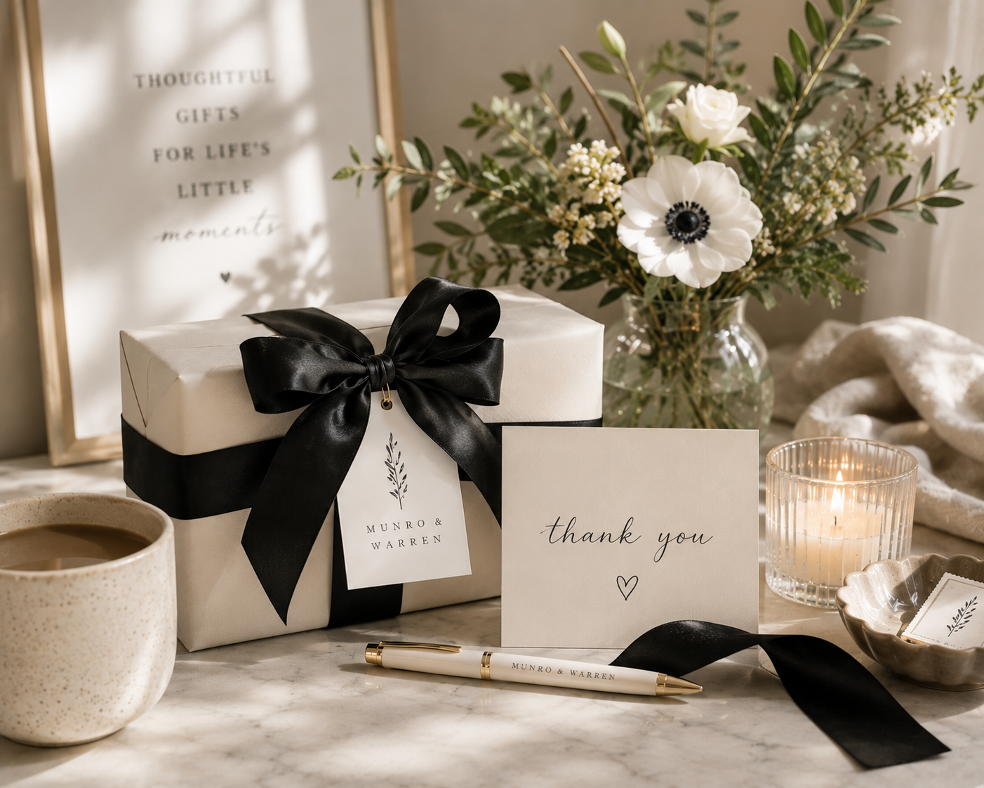 Elegant thank-you gift with luxury wrapping and thoughtful details.