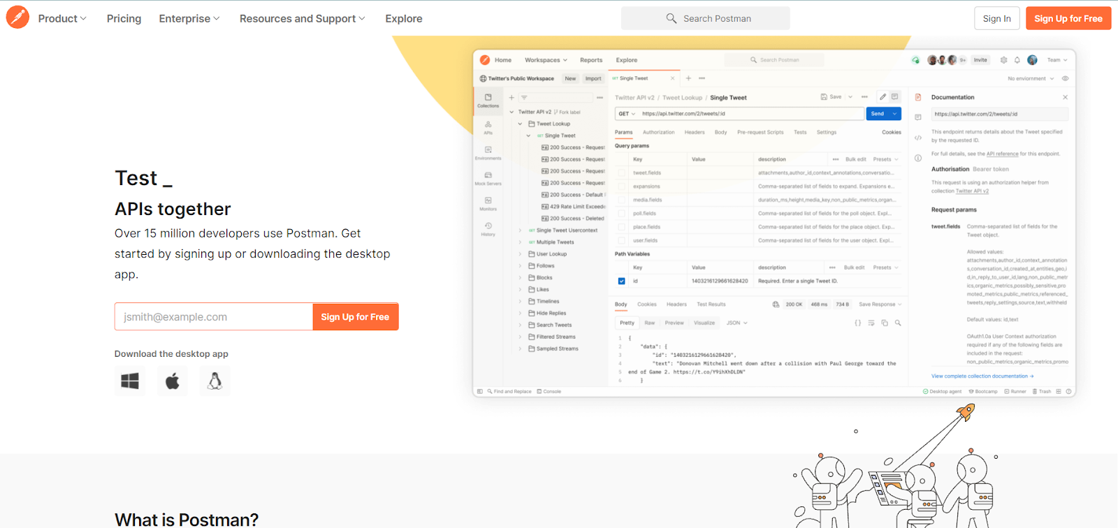 Postman - API platform for building and using APIs
