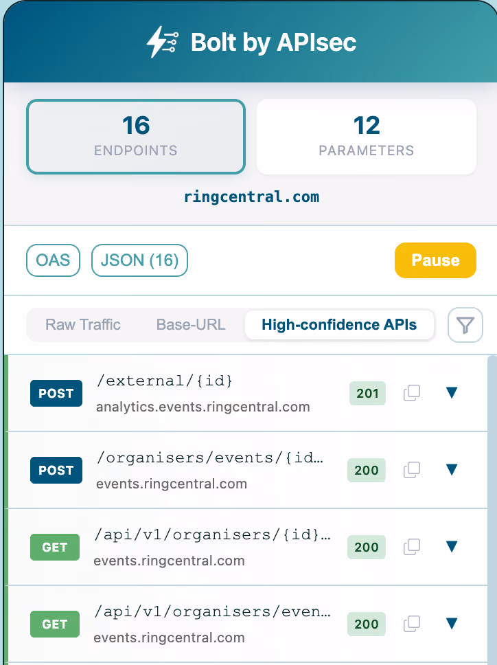 apisec Bolt discovering APIs in the browser