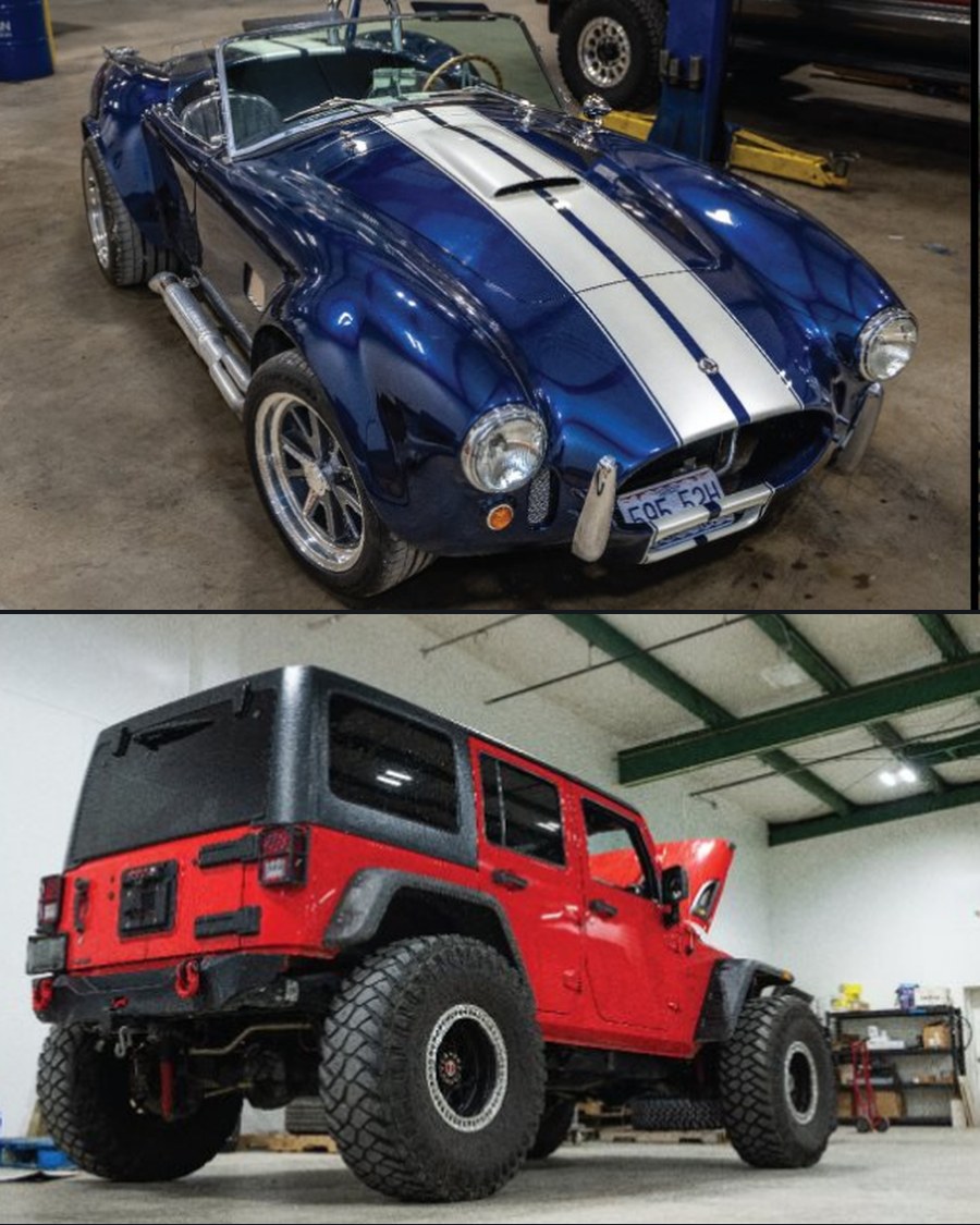 Shelby cobra and jeep wrangler