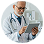 Smiling male doctor wearing glasses, a white coat, and stethoscope, holding a tablet.