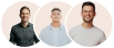 Headshots of three men smiling against a white background.