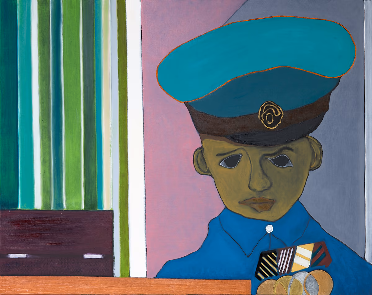 Boy with His Grandfather's Medals