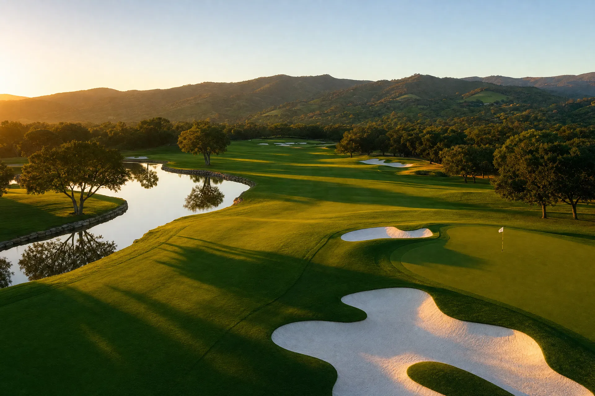 Golf course at sunrise