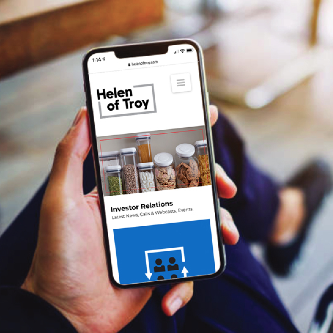Helen of Troy website on a phone