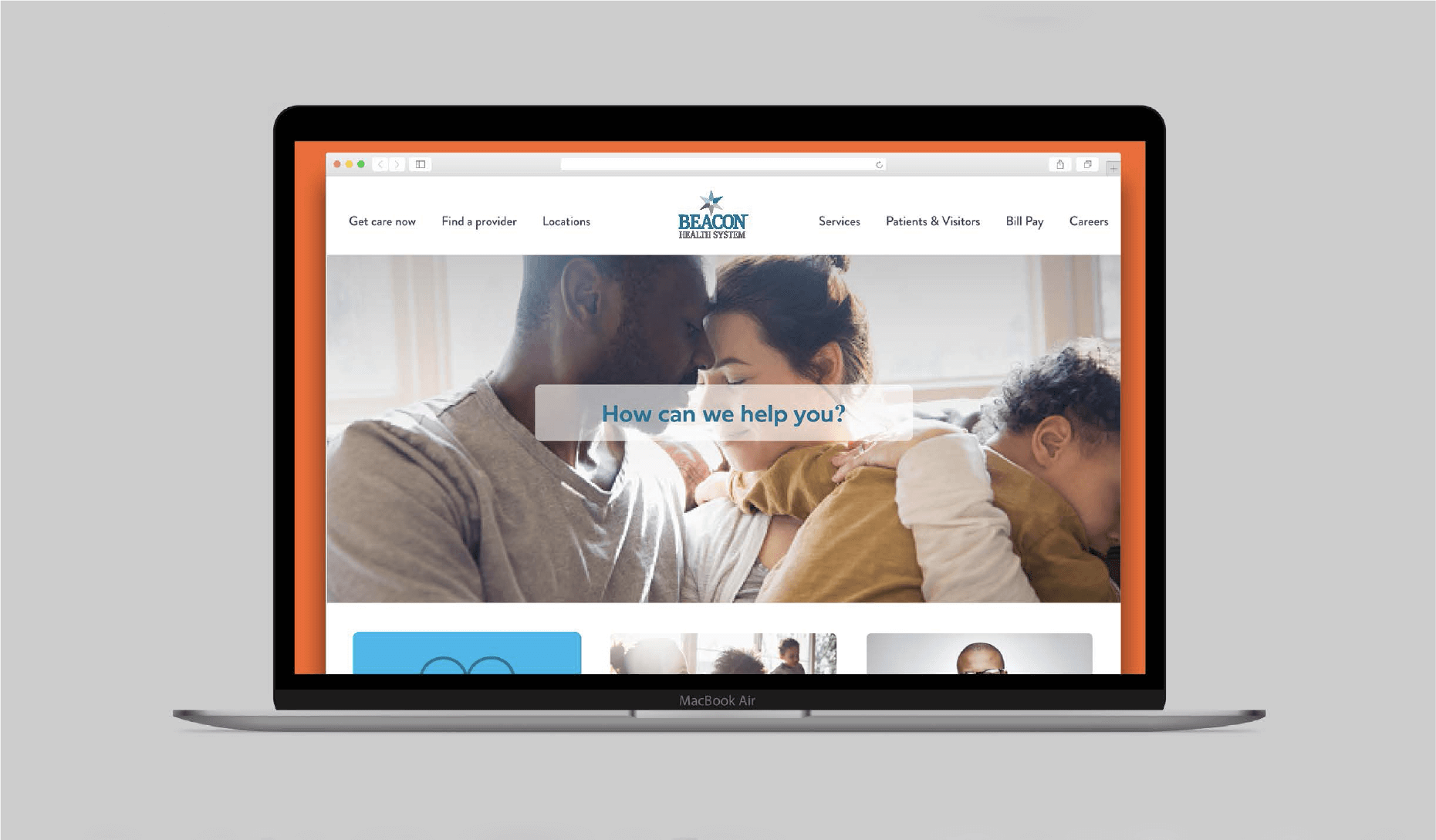 Beacon website opened on a laptop