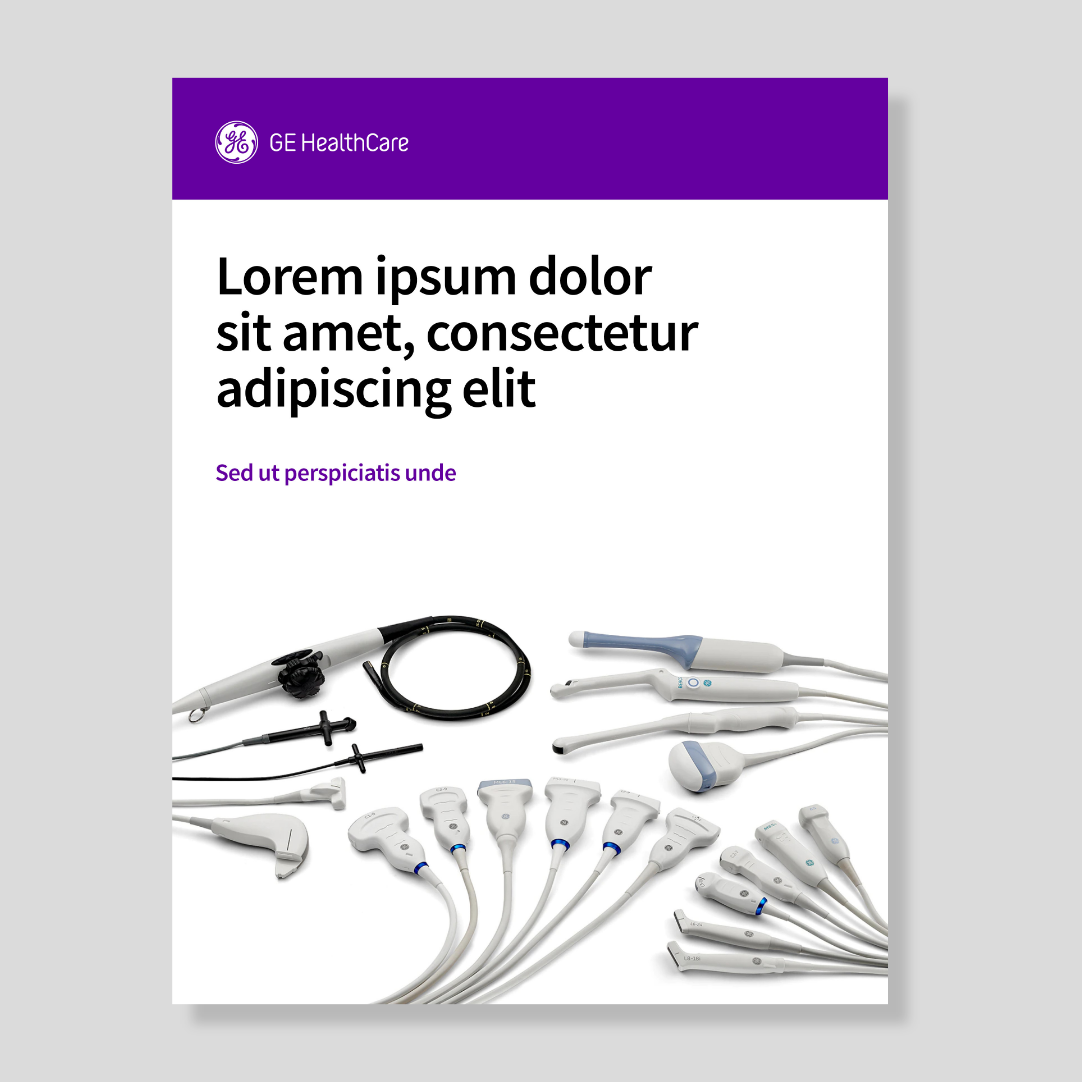 GE HealthCare product sheet featuring surgical instruments