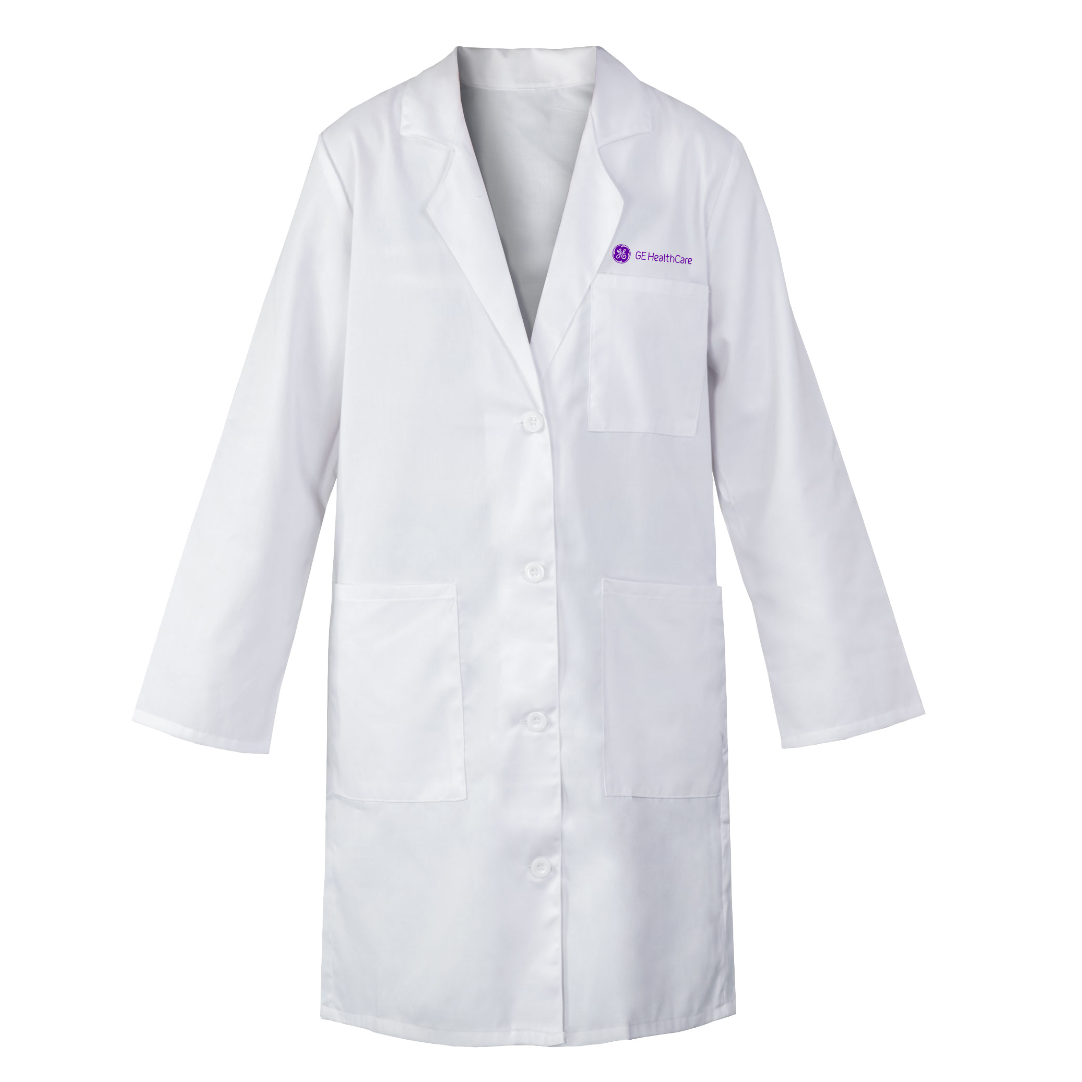 White GE HealthCare lab coat