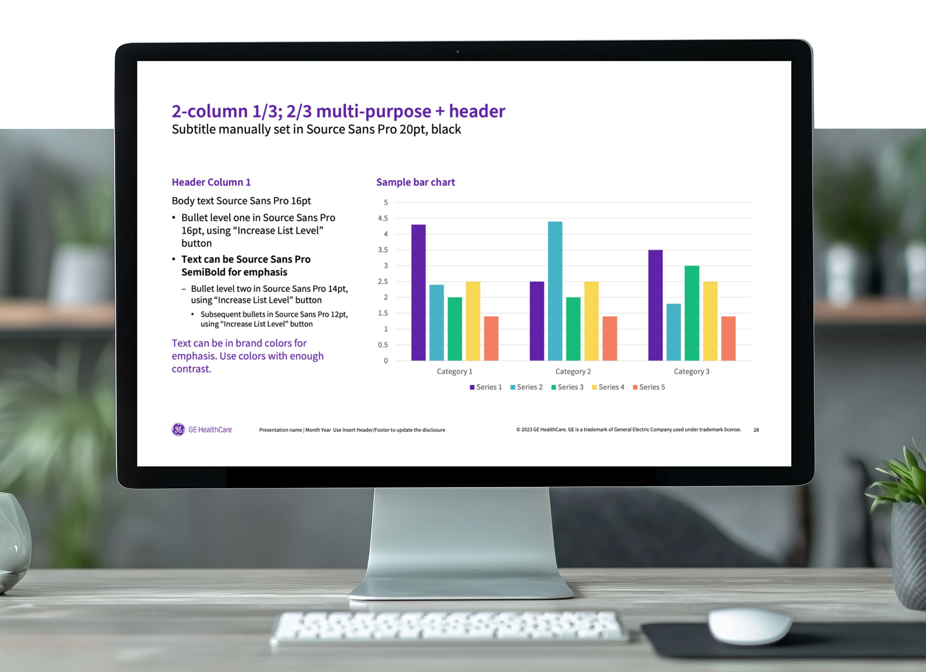 GE HealthCare presentation slide with a bar chart