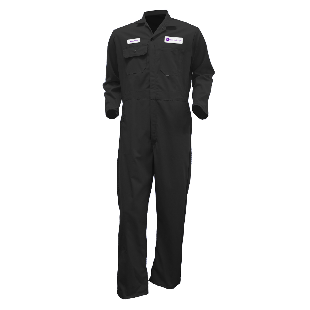 Black GE HealthCare work coveralls