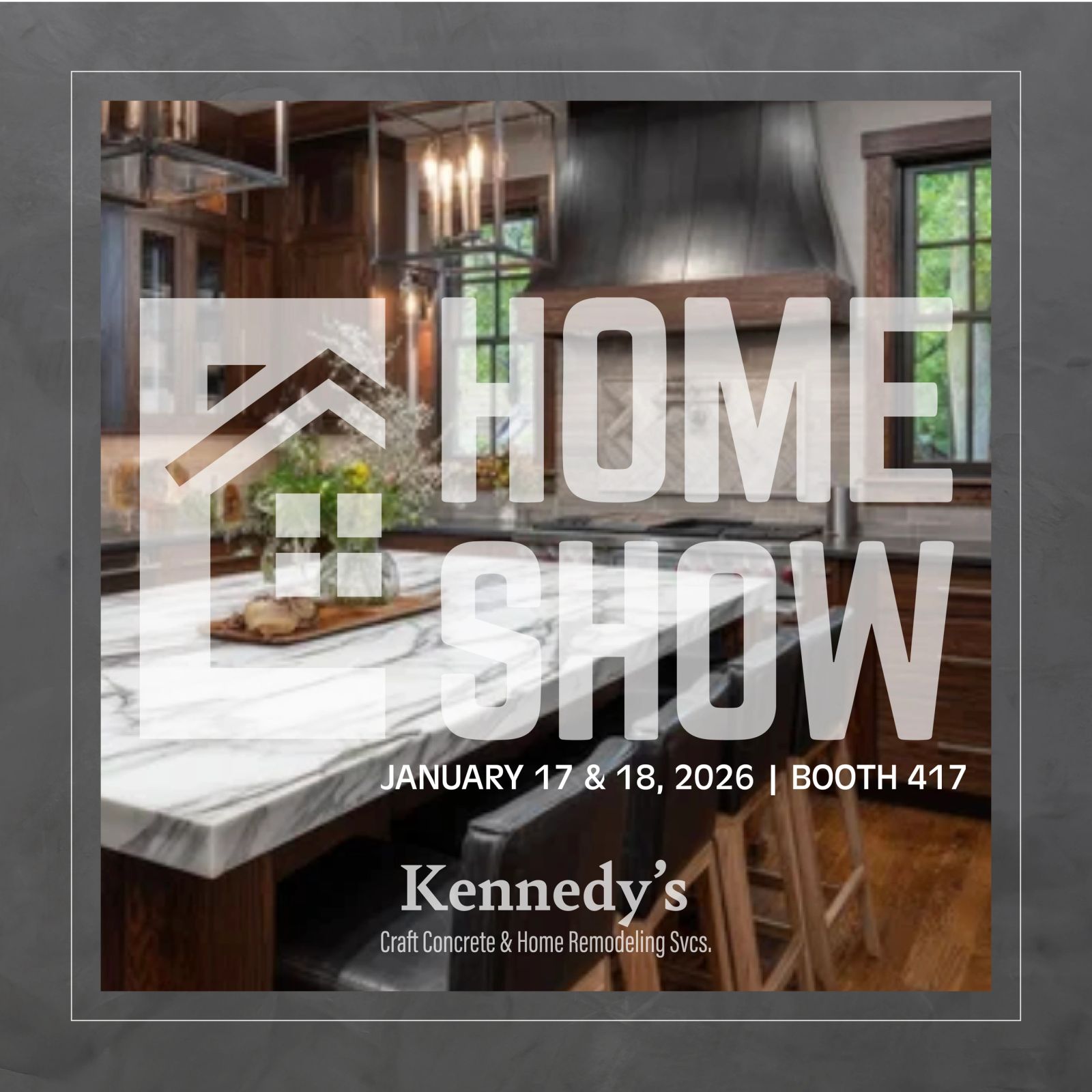Kennedy's Craft Concrete graphic announcing the 2026 Austin Home and Garden Show