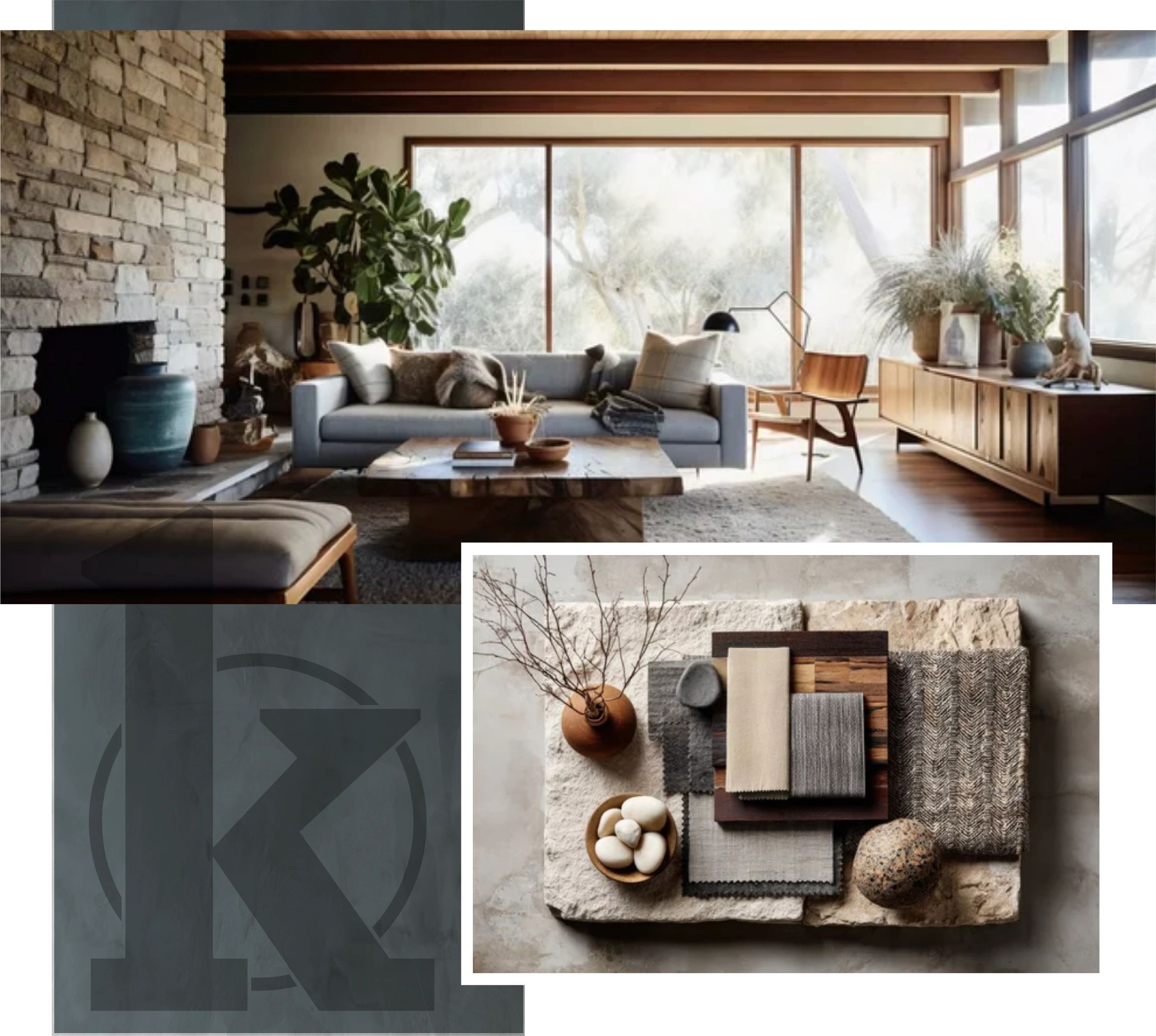 Warm neutral interior palette representing 2026 home design trends