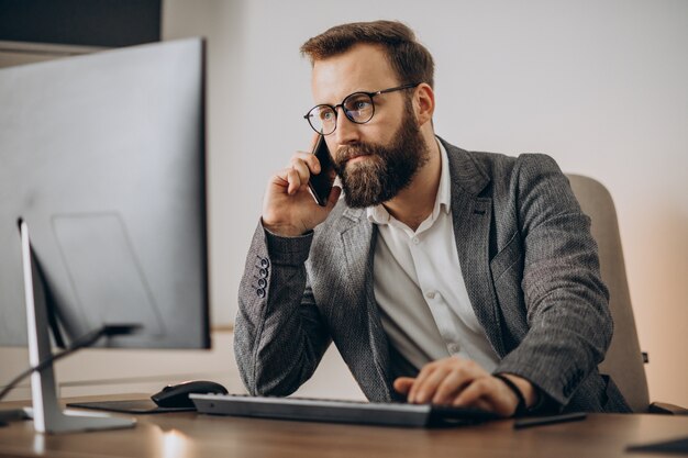Business professional working at a computer