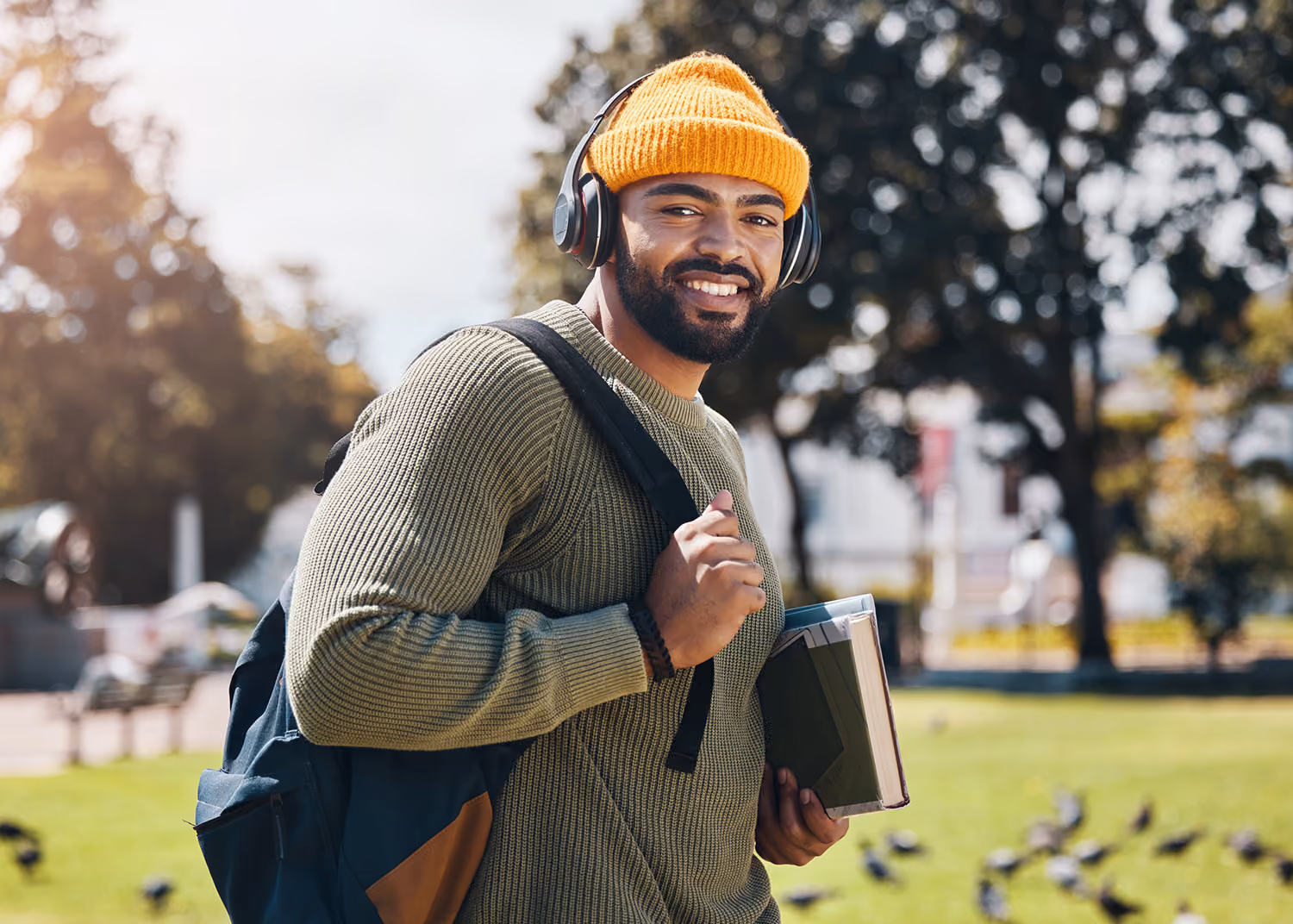 black college age male walking to class. Therapy for college students in plano texas. 
