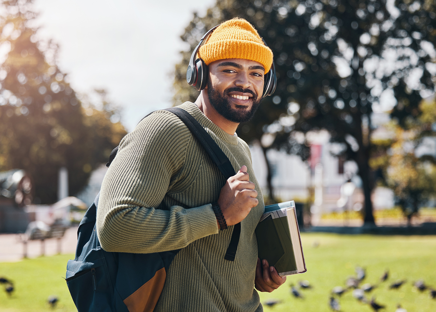 black college age male walking to class. Therapy for college students in plano texas.