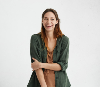 girl in green shirt