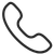 Black telephone handset icon, curved and tilted with receiver ends.