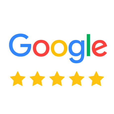 Google logo above a row of five yellow stars representing a five-star rating.