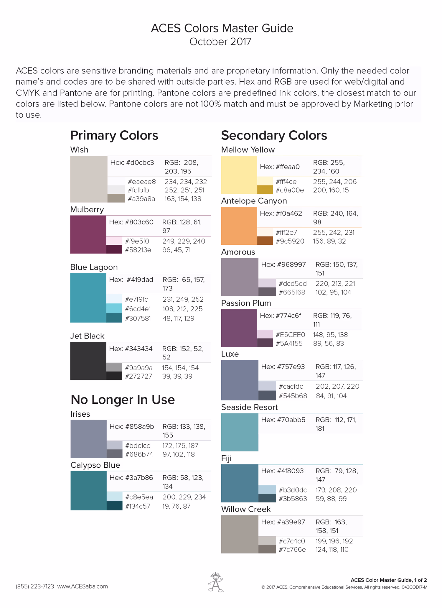 Environmental Color Standards, 2019