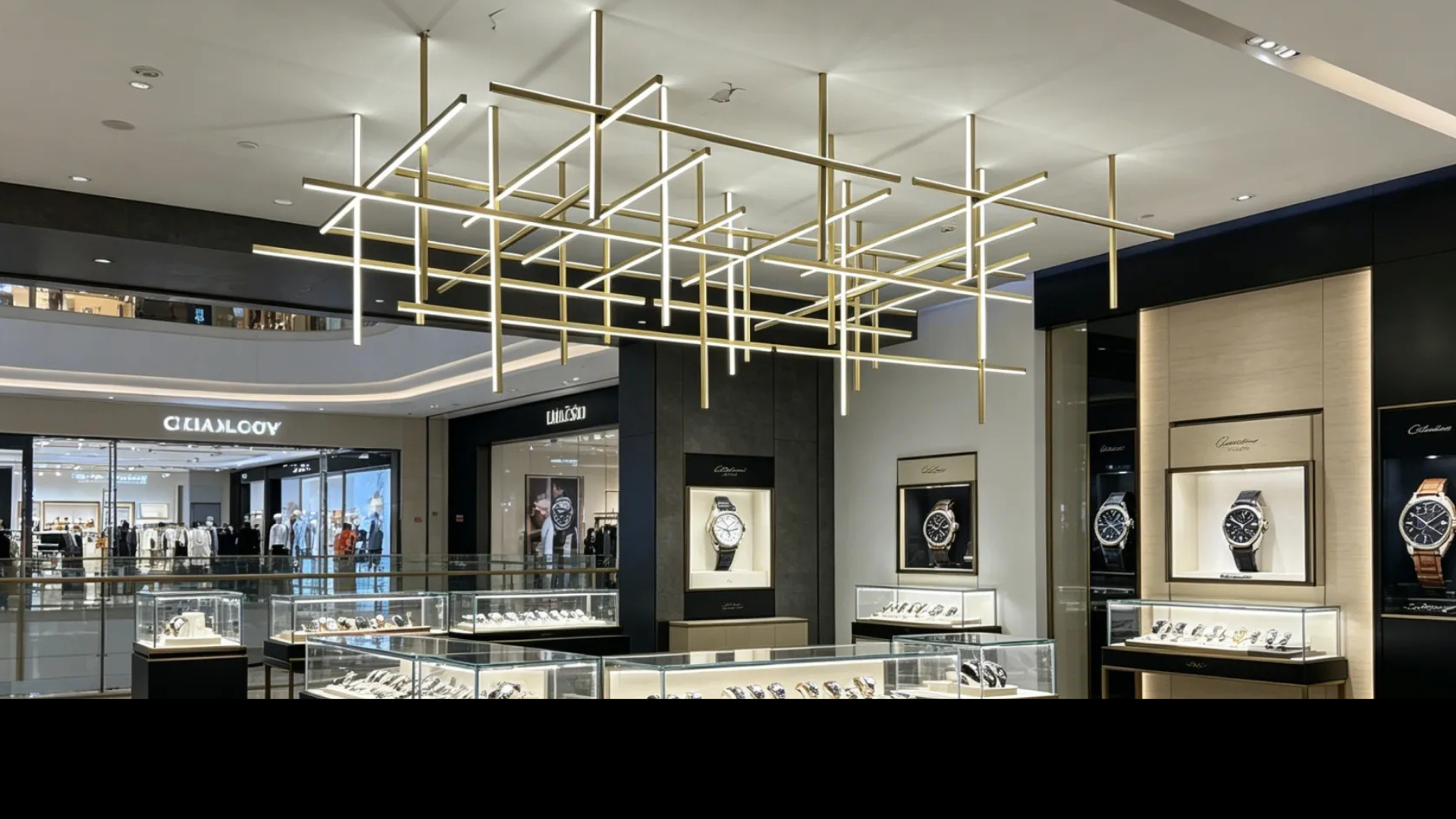 Commercial interior with architectural lighting