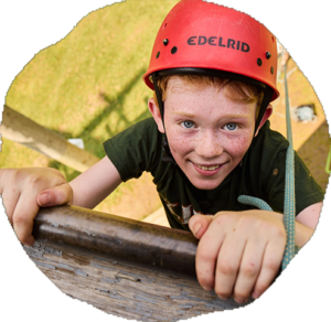 Camper on the rock climbing tower