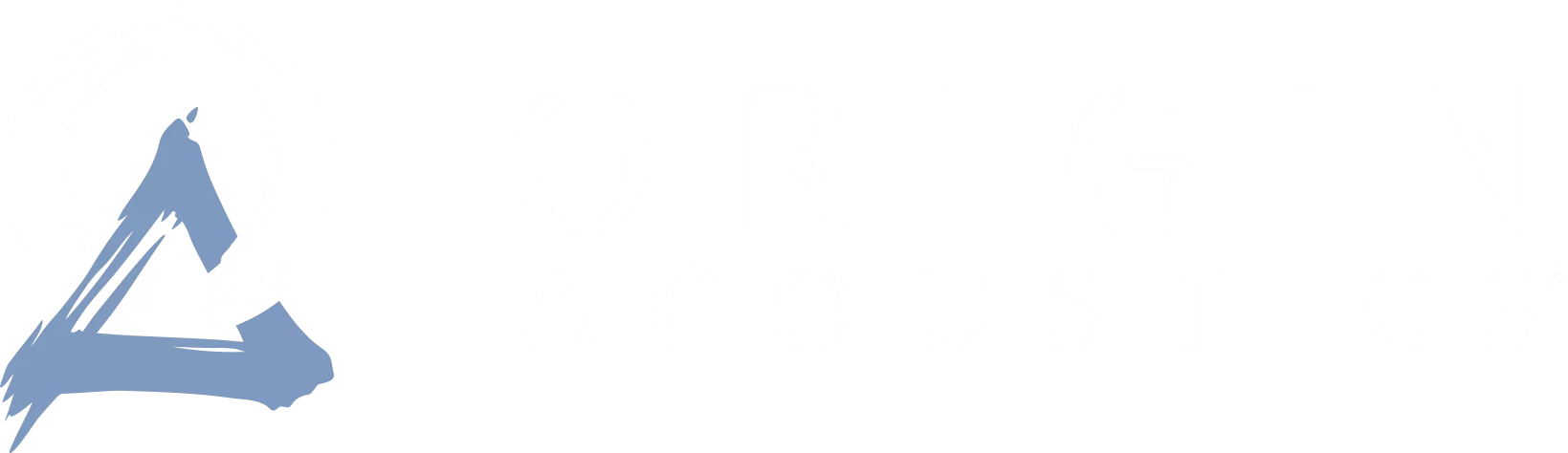 Text logo with a stylized blue triangle and brushstroke circle next to the words 'ORIGIN ACOUSTICS'.