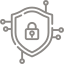 Shield shape with a padlock icon in the center, symbolizing security or protection.