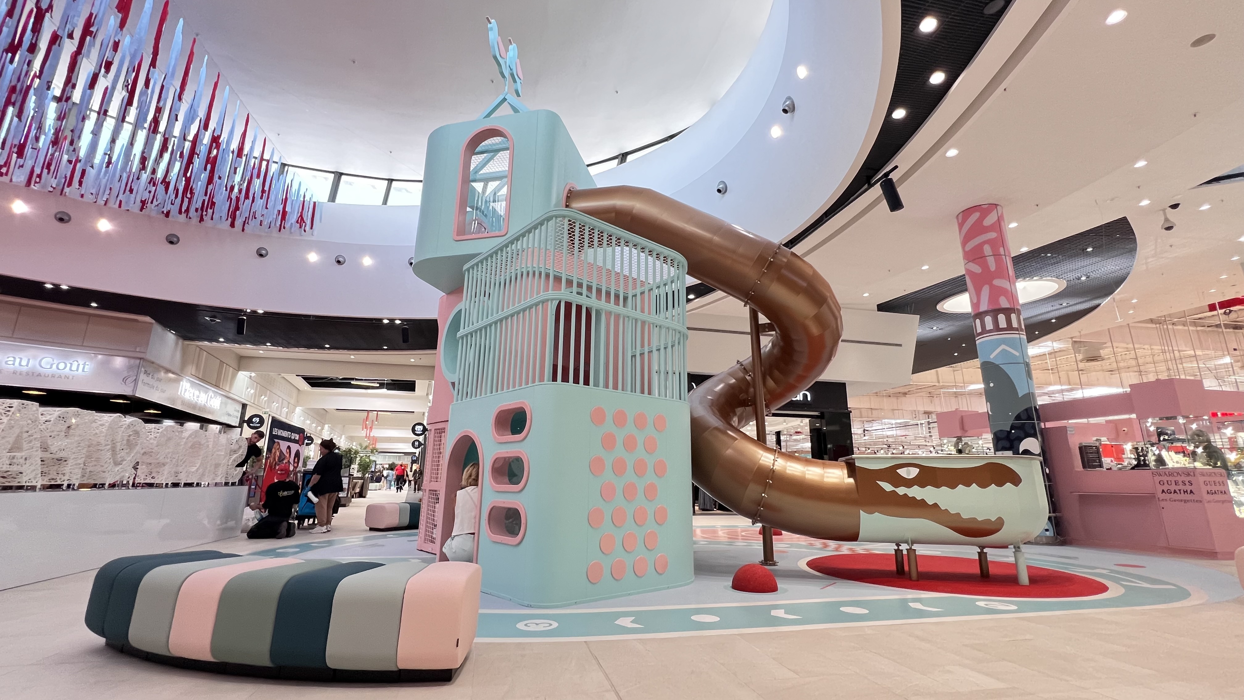 A designed play structure blending into its surroundings