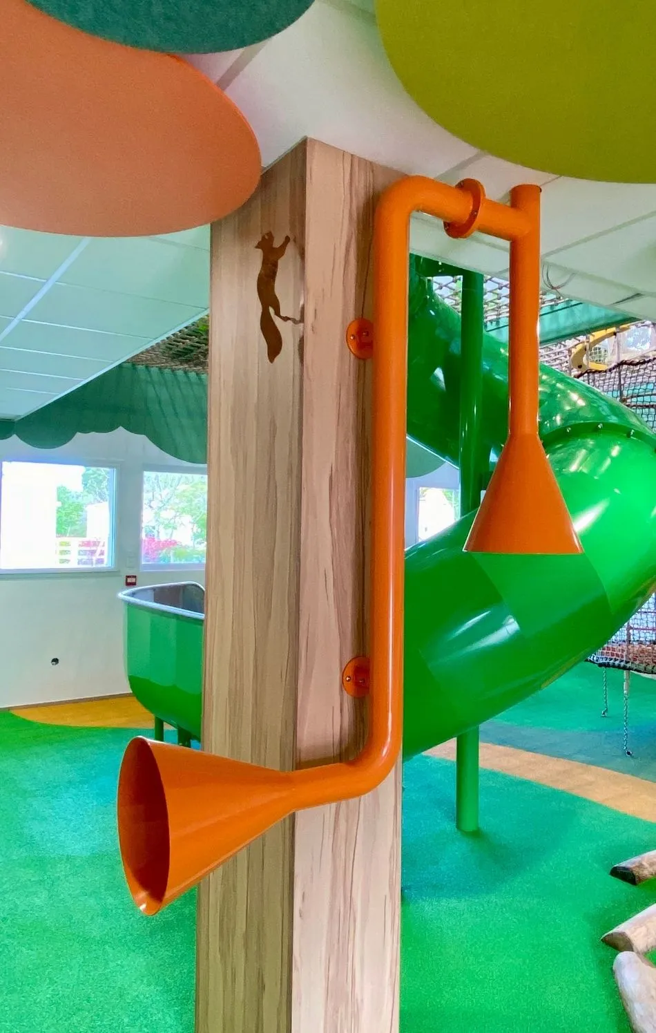 Play structure with a slide in a shopping centre