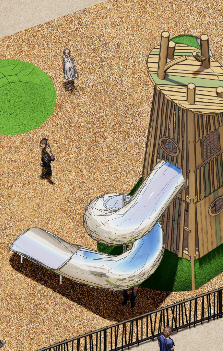 Hand-drawn play area concept sketches