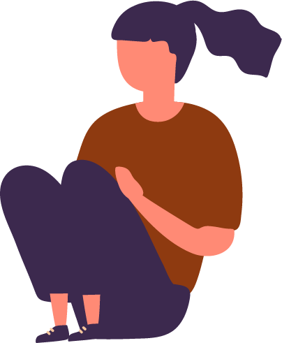Illustration of a teen girl sitting with her arms wrapped around her knees