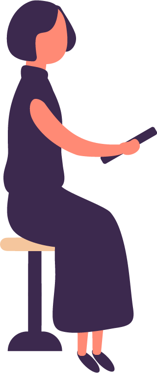 Illustration of a woman sitting on a tall stool