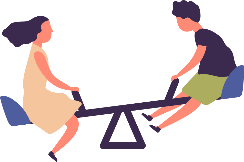 Illustration of two children playing together on a seesaw