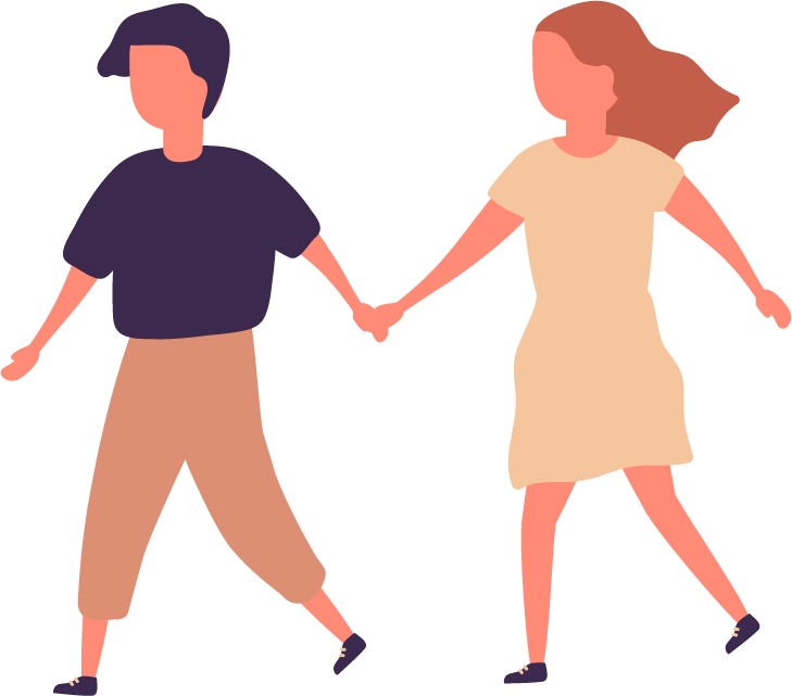 Illustration of two people walking hand in hand