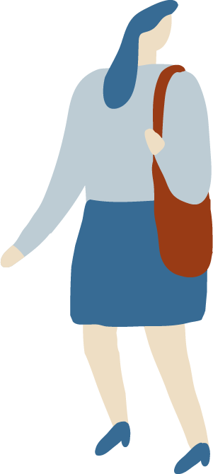 Illustration of a parent walking with a shoulder bag