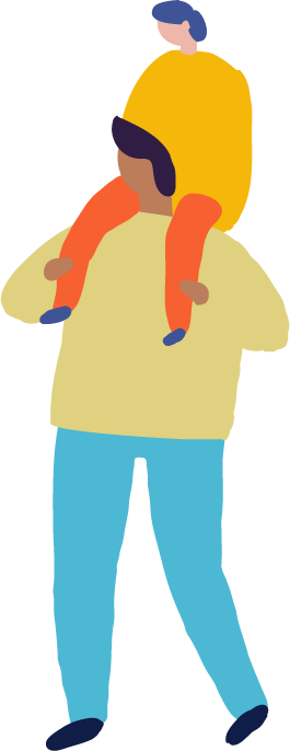 Illustration of a parent carrying a child on their shoulders