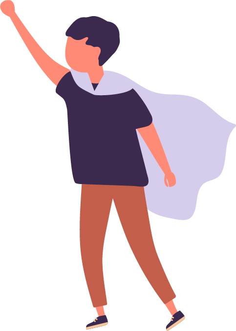 Illustration of a child in a superhero cape