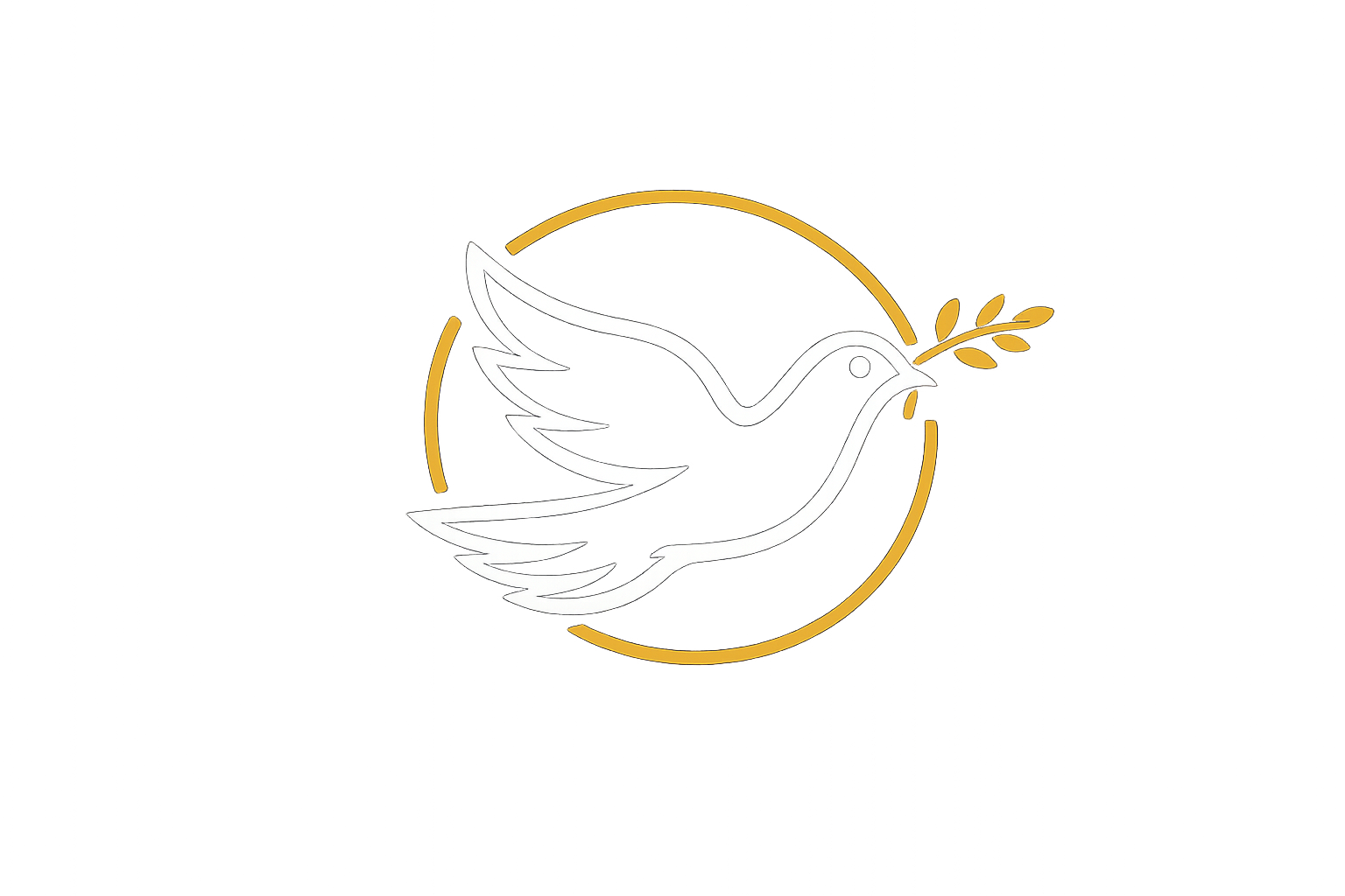 human rights dove in front of a yellow halo