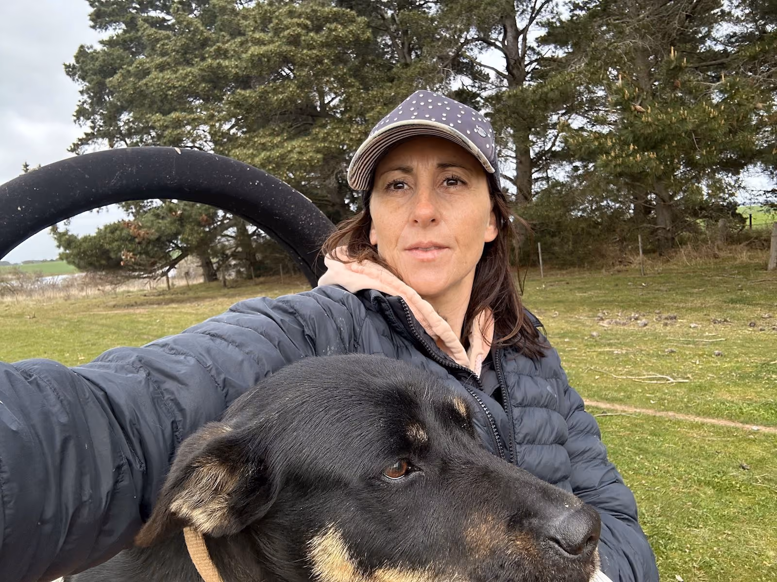 Donna, Veterinary Nurse at Western Victoria Vets, with her working dog on the farm