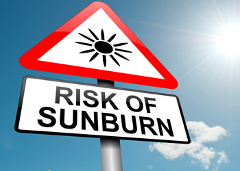Risk of sunburn from prolonged UV exposure to the skin