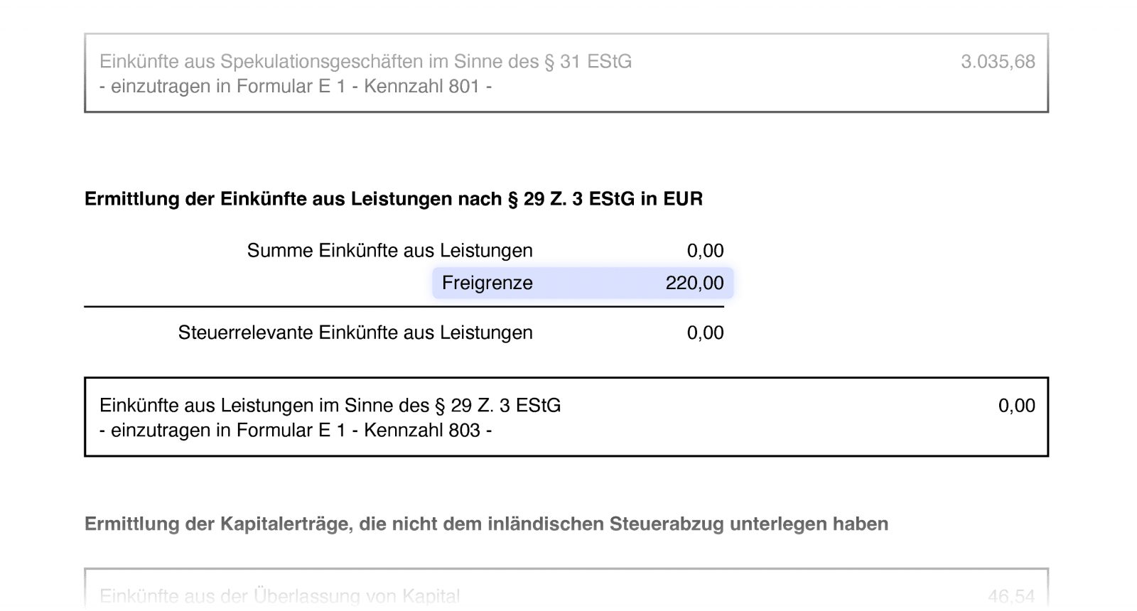 Der Steuerreport von Blockpit beachtet die Freigrenze für Einkünfte aus Leistungen.
