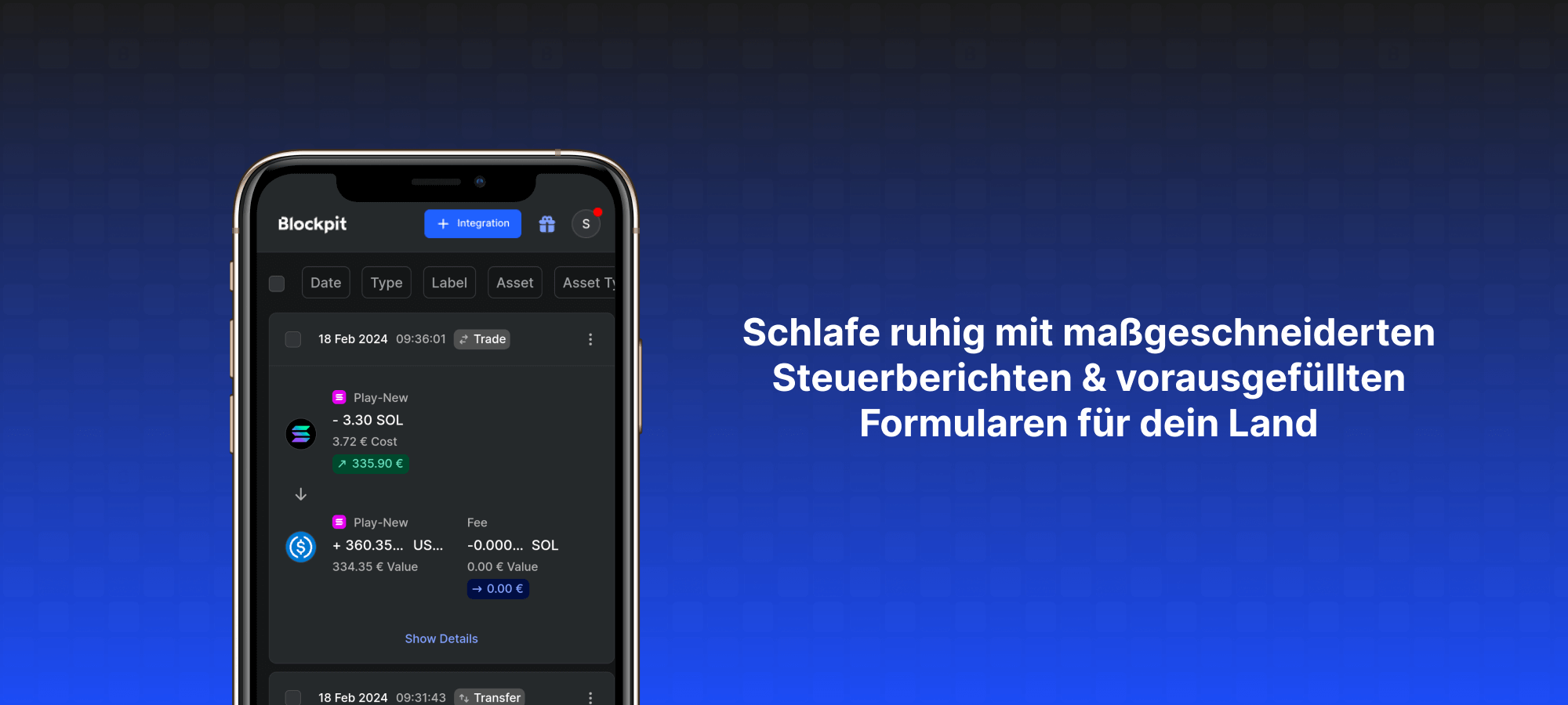 Blockpit Mobile App Steuerreport