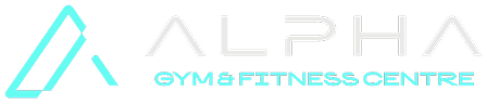 Alpha Gym & Fitness Centre logo with stylized letter A in turquoise and white text.