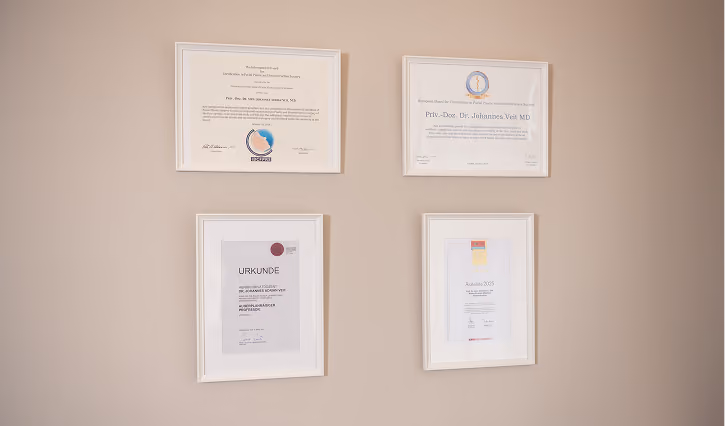 Urkunden und Zertifikate von Prof. Dr. med. Johannes A. Veit