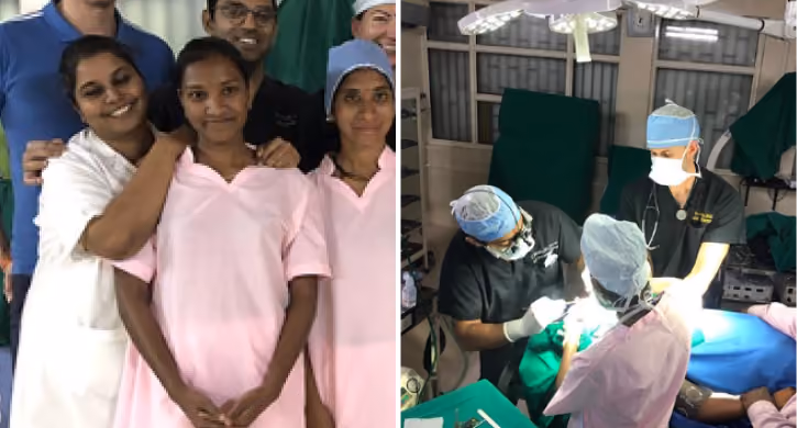 Prof. Dr. med. Johannes A. Veit mit Patientinnen beim India Project
