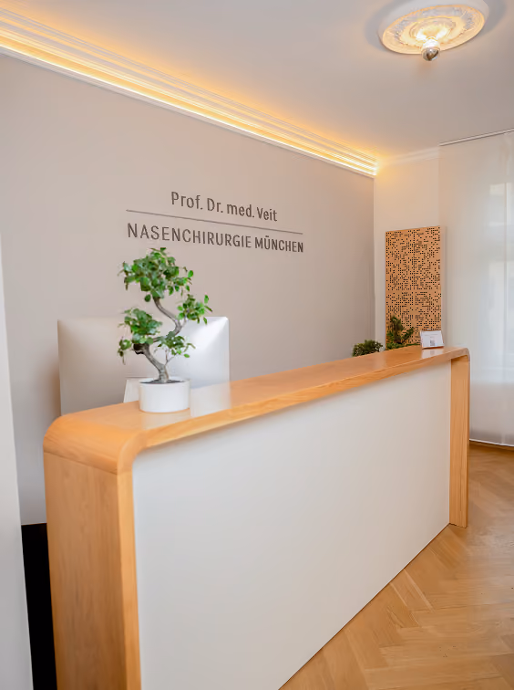 Empfangsbereich der Praxis Prof. Dr. med. Veit, Nasenchirurgie München